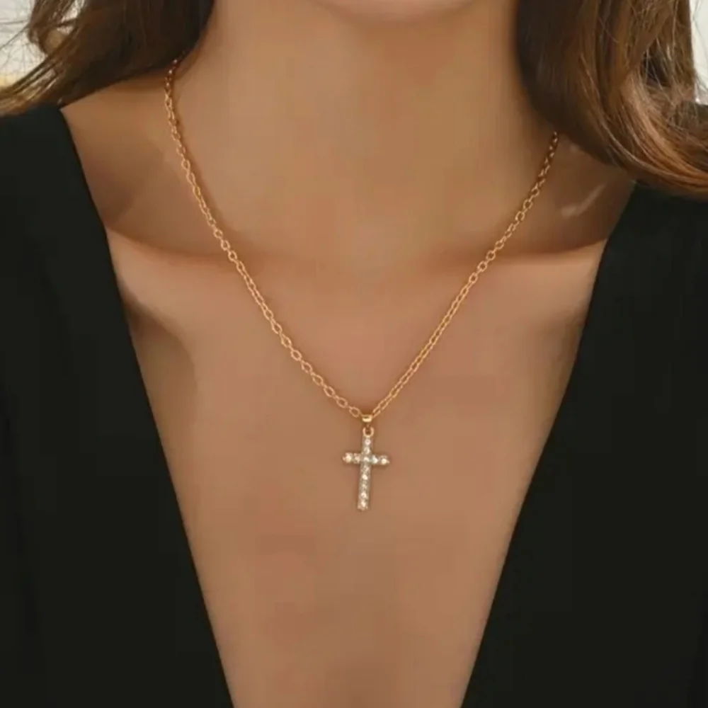 Ladies Elegant Gold Cross Necklace